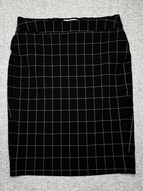 ELLE Grid Pencil Skirt, dark academia office chic energy Sz M